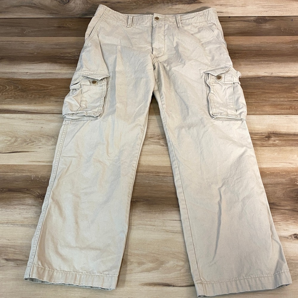 Old Navy Cargo Pants Mens Tan Khaki Broken In 34x30